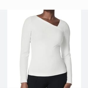 Spanx Nwot Ivory Tone Ribbed Asymmetrical Women's Top